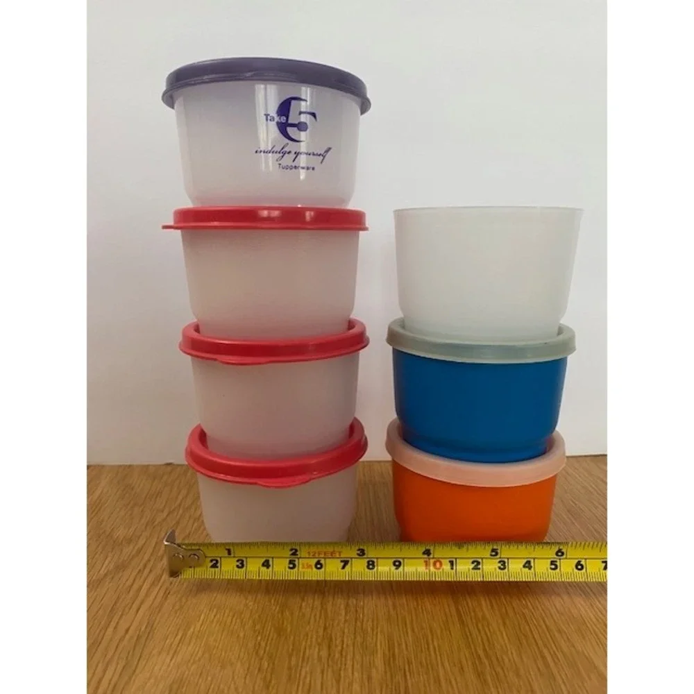 Tupperware Snack Cup Lot Unisex OS Multi Good 7 Containers 6 Lids 1229 1230 - Picture 7 of 8